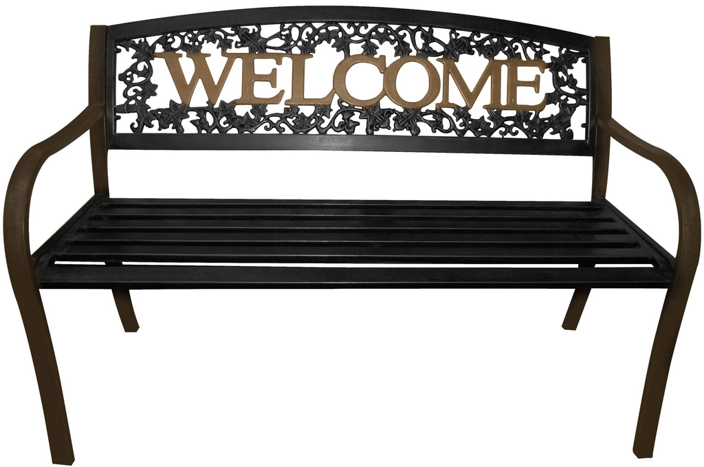Black & Gold Welcome Metal Bench - Metal Bench