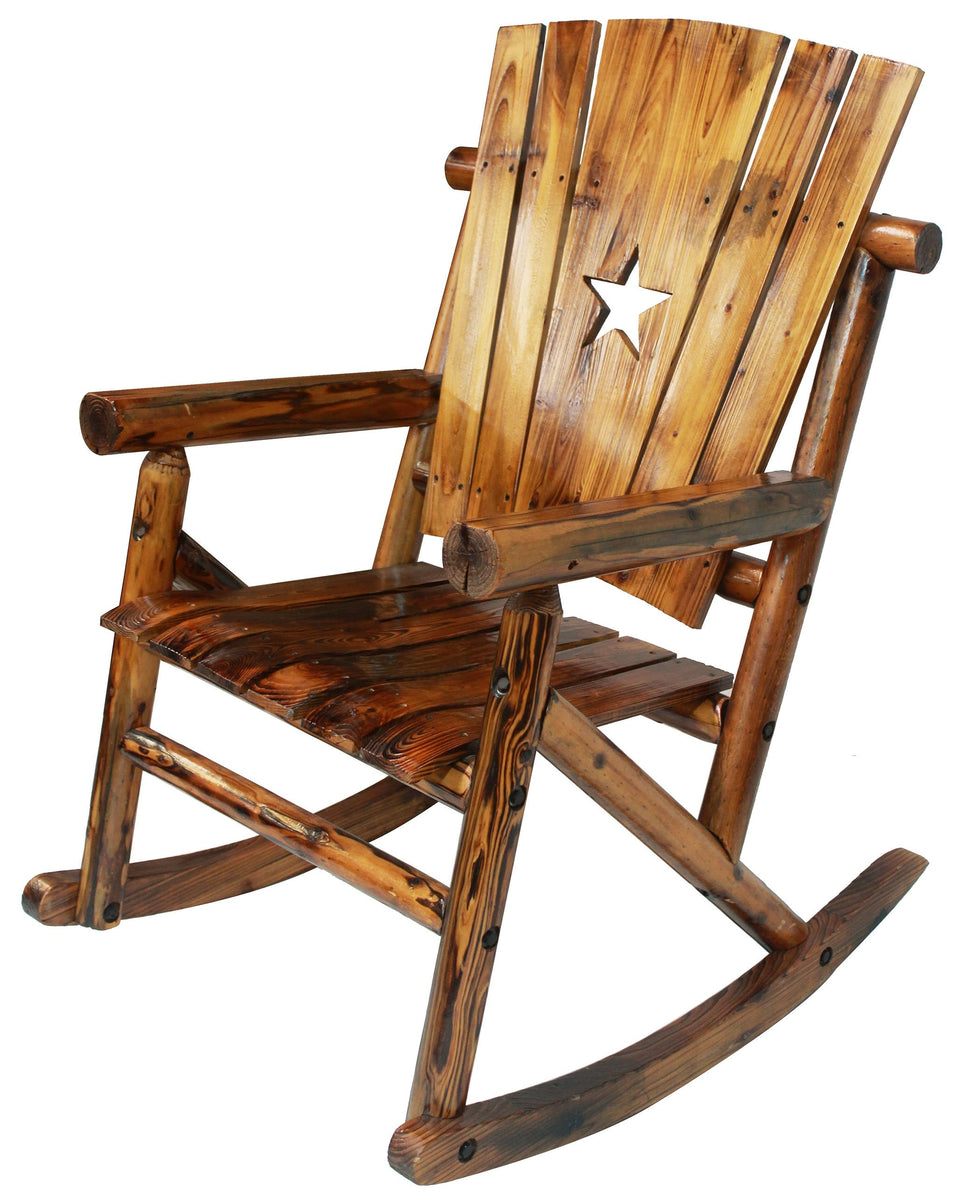 Leigh Country Char-Log Porch Rocker Chair, Size: Twin, Brown