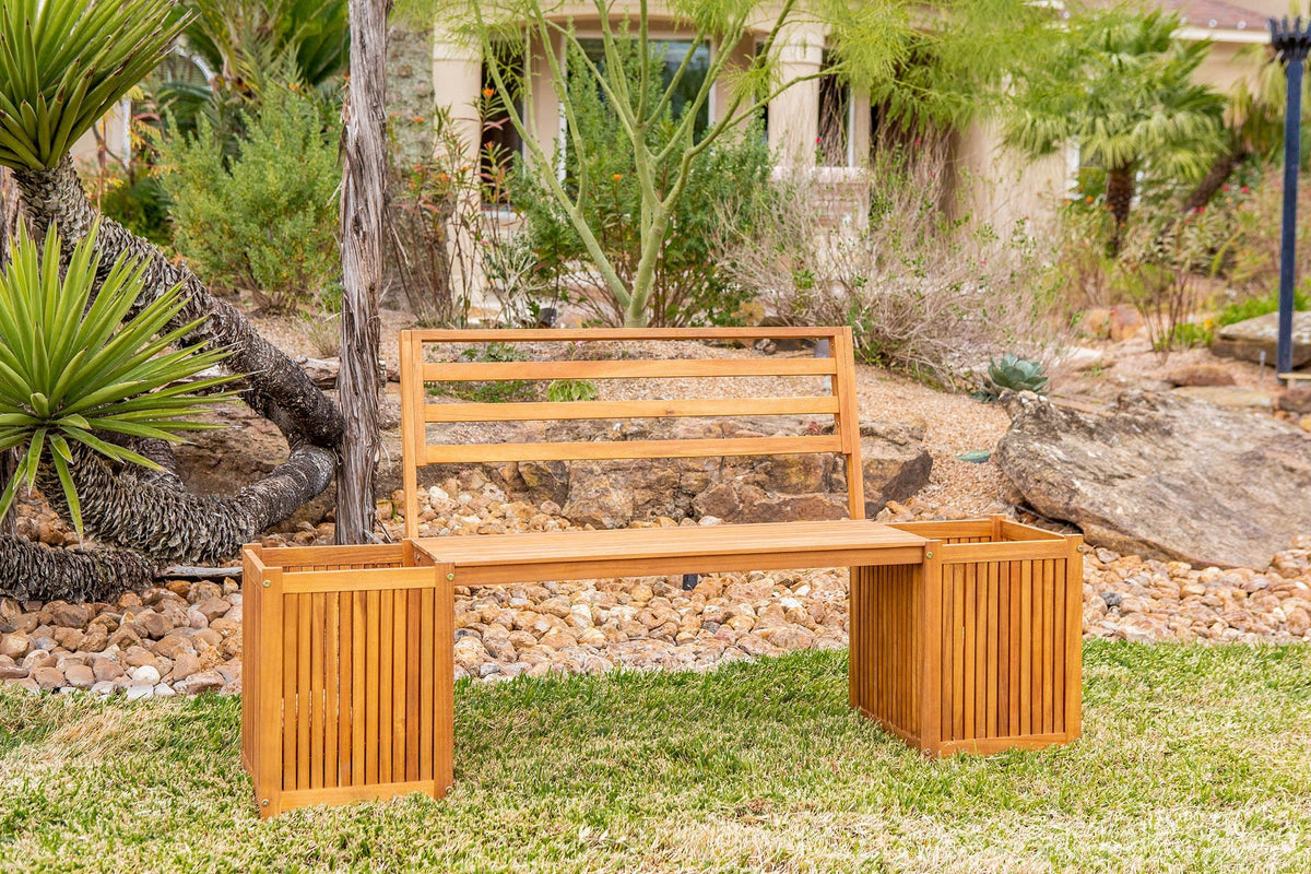 Outdoor bench online planter