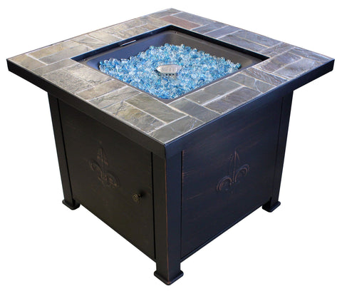 Tiled Fleur-de-lis Gas Fire Pit - Fire Pit