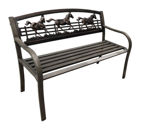 Wild Horses Metal Bench - Metal Bench
