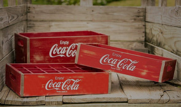 Coca Cola red wooden crates