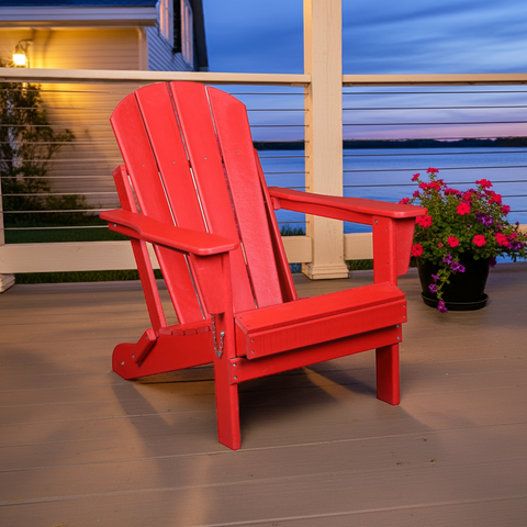 All-Weather Folding Adirondack Chair - Red - Adirondack Chair
