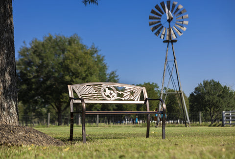 Flags Over Texas Garden Bench - Garden Bench