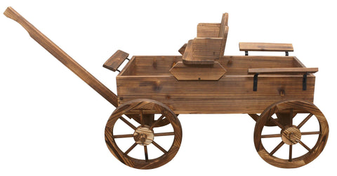 Charred Wagon Planter - Decor