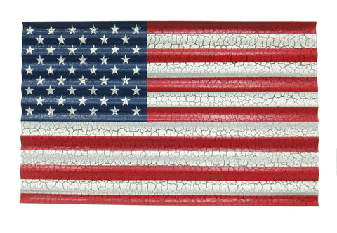 Corrugated Metal United States Flag with Crackle Finish - Decor