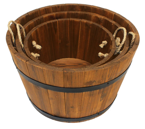 Half Barrel Bucket Planter Set - Planter Set