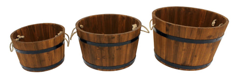 Half Barrel Bucket Planter Set - Planter Set