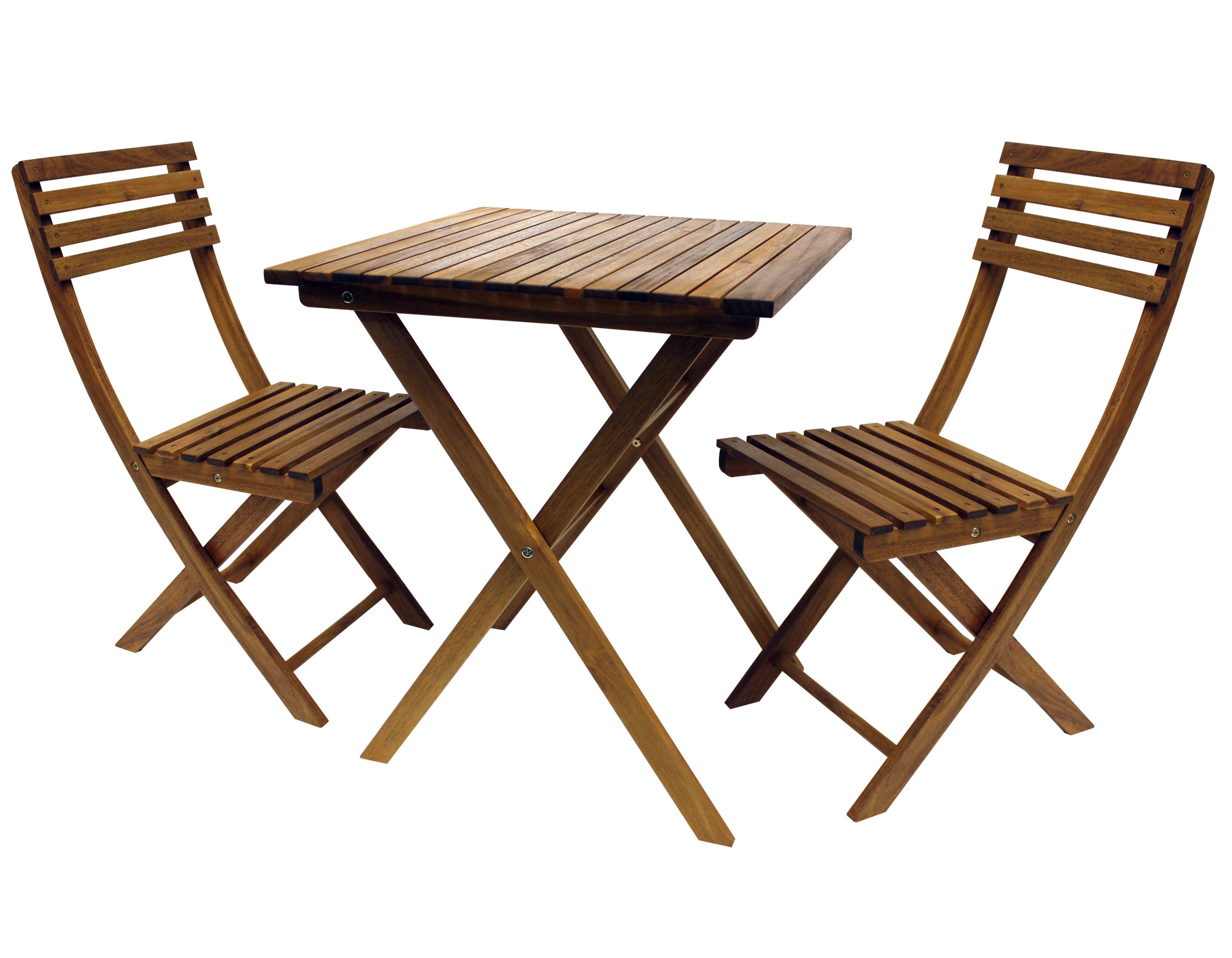 thumbnail image 2 of Vifah Wood Folding Bistro Set - 3-Piece Eucalyptus Table & Chairs For Outdoor 2 of 11