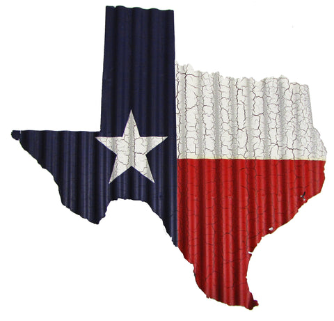 Texas Flag Map Corrugated Metal Art - Small - Decor