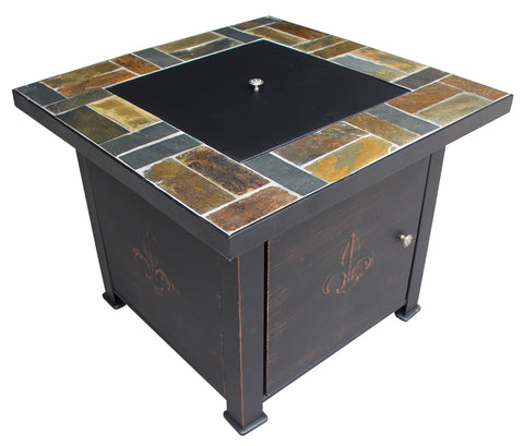 Tiled Fleur-de-lis Gas Fire Pit - Fire Pit