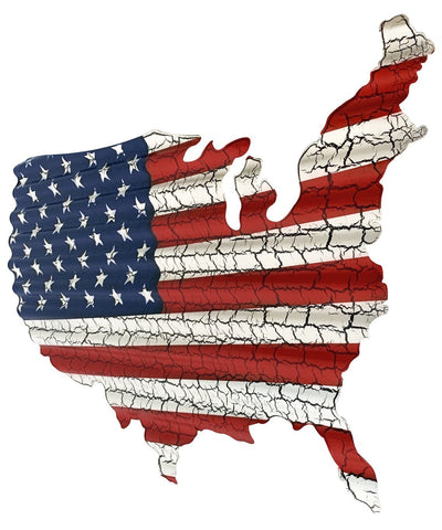 USA Flag Map Corrugated Metal Art - Small - Decor