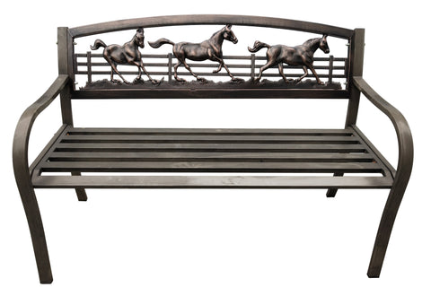 Wild Horses Metal Bench - Metal Bench